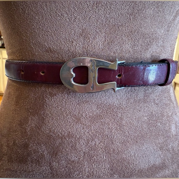 Etienne Aigner Accessories - Etienne Aigner Maroon Leather Belt with Metallic Buckle equestrian